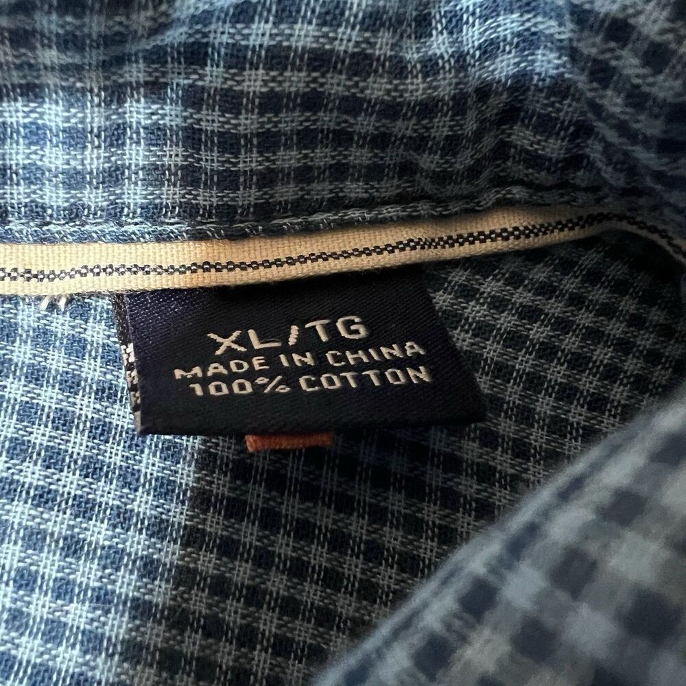 Tommy Bahama 100% Cotton Blue White Plaid Long Sleeve Button Down Shirt Men's XL - Picture 8 of 10